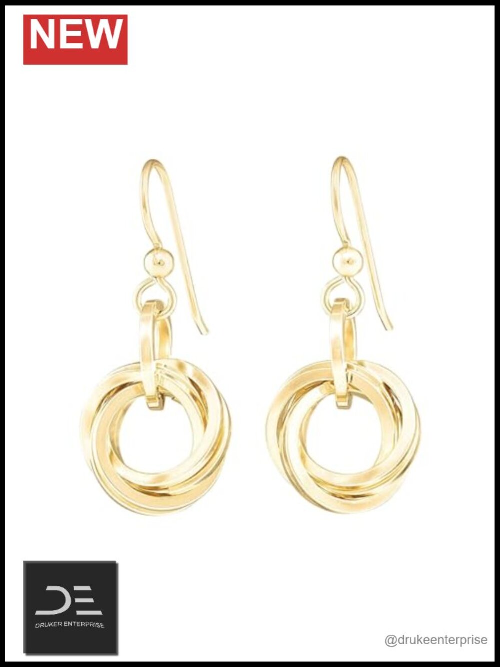 14K Gold Filled Love Knot Circle Dangle Earrings Handmade Sensory Fidget Jewelry